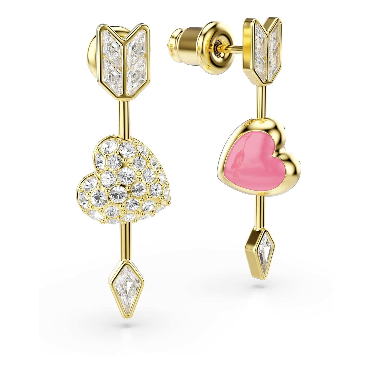 Swarovski Idyllia - Pendientes de gota con forma de corazón con flecha, color blanco