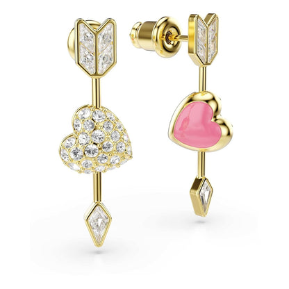 Swarovski Idyllia - Pendientes de gota con forma de corazón con flecha, color blanco