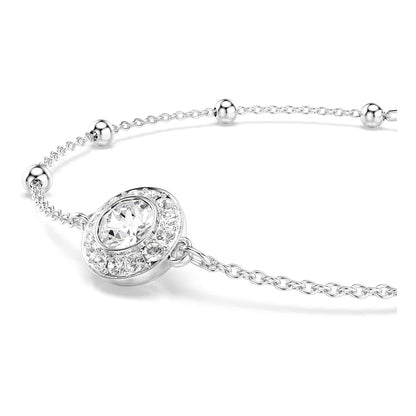 Swarovski Pulsera Una Angelic, Talla redonda, Blanca, Baño de rodio