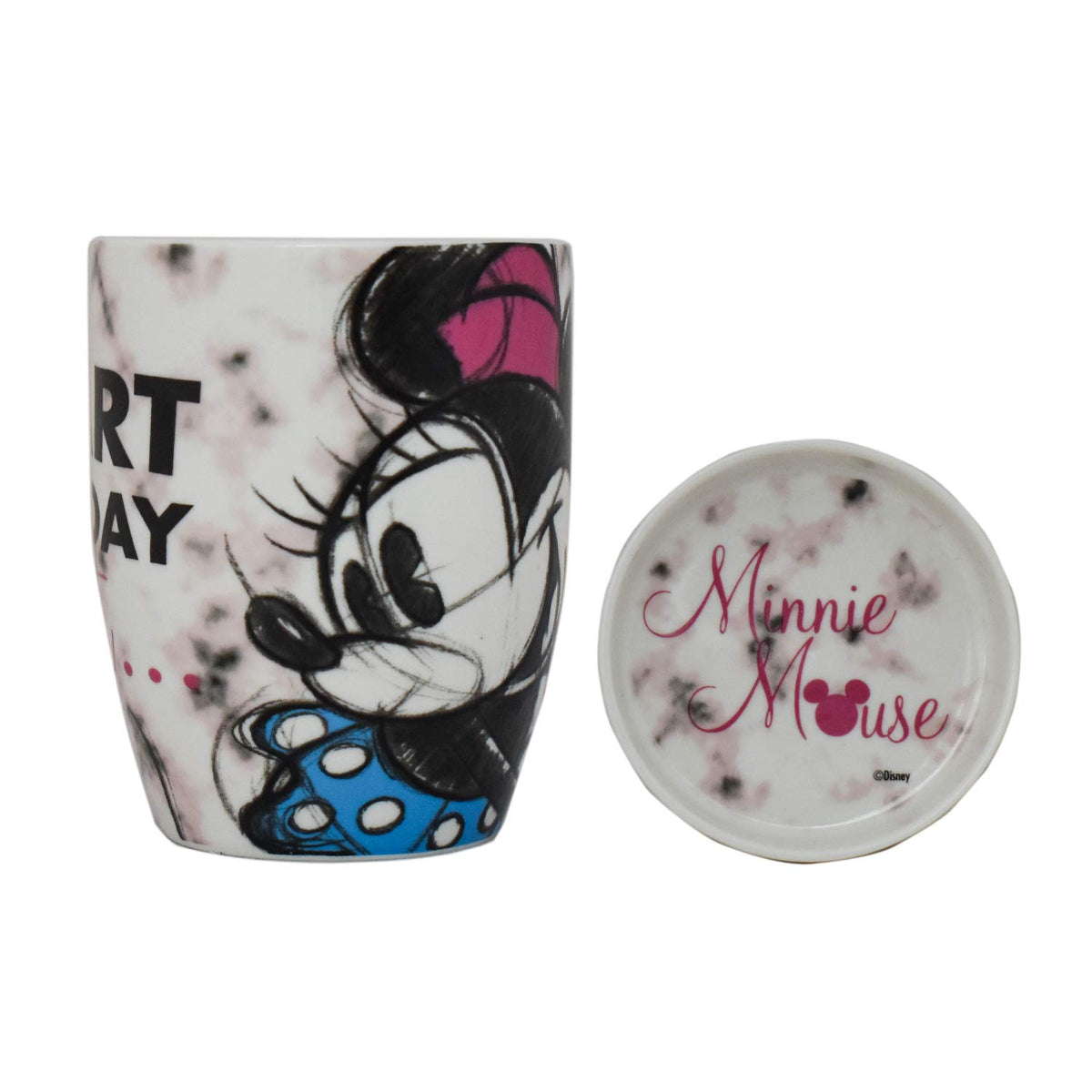 Fun Kids 1754-18 Taza para Café con Tapa Disney Minnie Mouse de Cerámica de 385 Mililitros