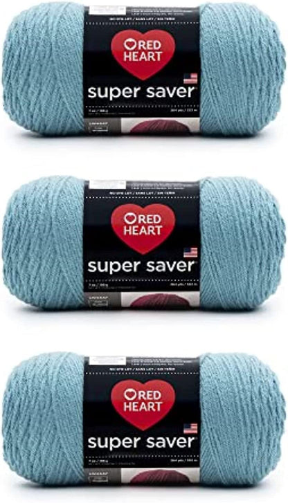 Red Heart Super Saver Estambre Acrílico, Varios Colores - Country Blue - Paquete de 3