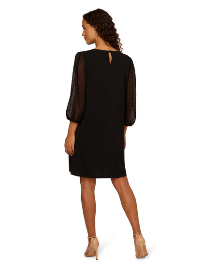 Adrianna Papell Crew Neck Clip Dot 3/4 Sleeve MC Dress Vestido Mujer
