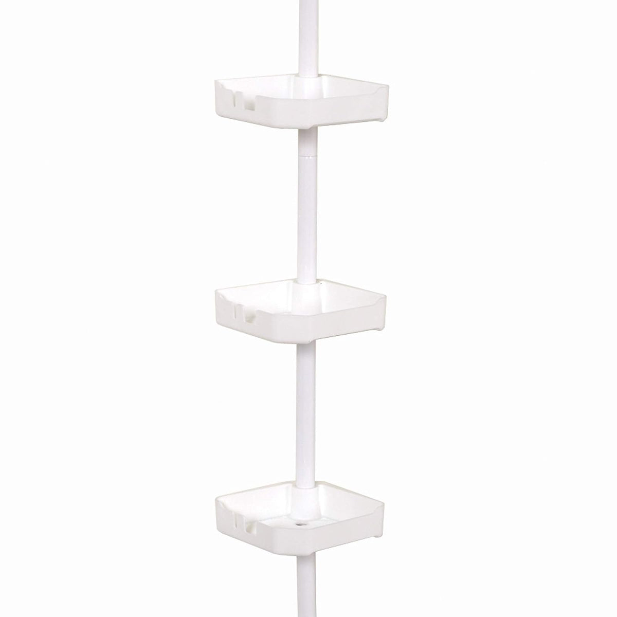 Zenna Home - Cesta de ducha con barra de tensión, 3 estantes ajustables, 60 a 97 pulgadas, color blanco