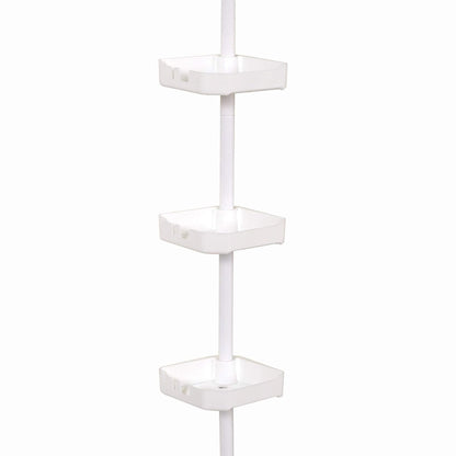Zenna Home - Cesta de ducha con barra de tensión, 3 estantes ajustables, 60 a 97 pulgadas, color blanco