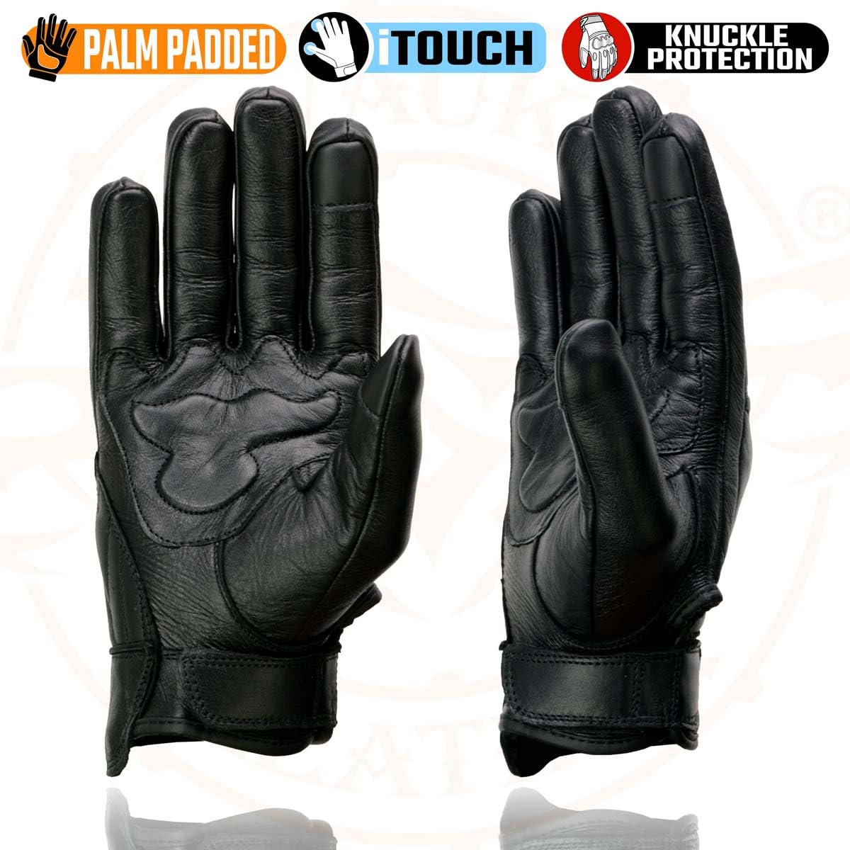 Milwaukee Leather Guantes de Motocicleta de Piel con Nudillos de Gel para Pantalla Táctil, Negro, 4XL, MG7501-BLK-4X