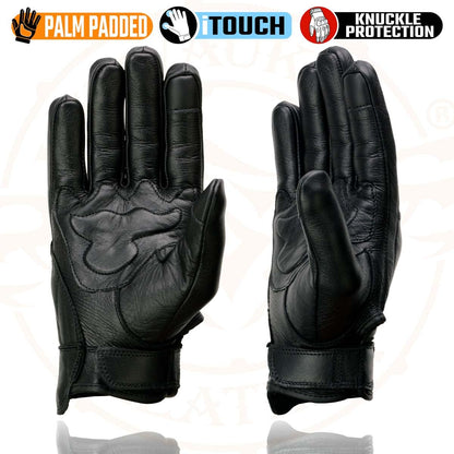 Milwaukee Leather Guantes de Motocicleta de Piel con Nudillos de Gel para Pantalla Táctil, Negro, 4XL, MG7501-BLK-4X