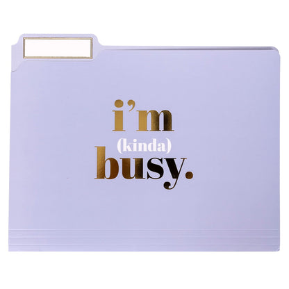 Graphique Designer "I'm Busy" - Carpetas de archivos | Juego de 9 (3 diseños), organizadores de tamaño carta, suministros de oficina decorativos | Cartulina recubierta duradera, Letras de lámina