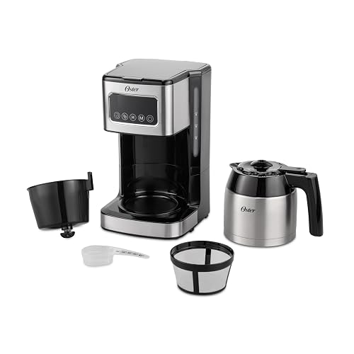 Oster Cafetera de Goteo Programable Capacidad 8 Tazas, Pantalla Táctil LED | Programa el café hasta 24 hrs de anticipación, pausa para servir, apagado automático, filtro reutilizable,
