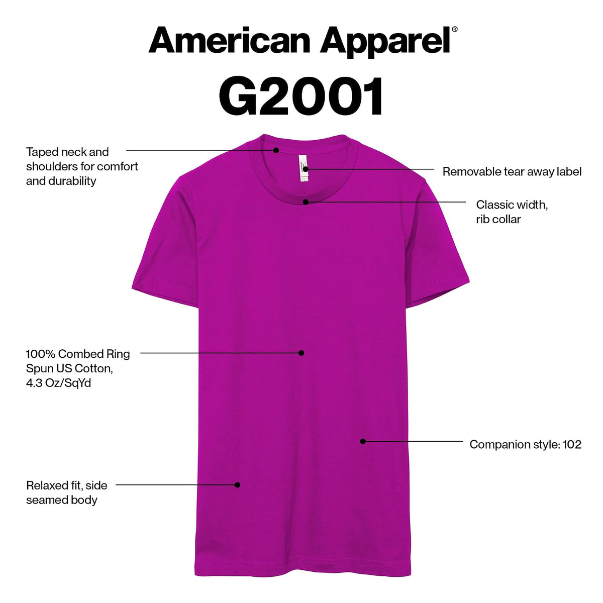 American Apparel Fine Jersey Crewneck Short Sleeve T-Shirt, 2-Pack CamisetaUnisex Adulto