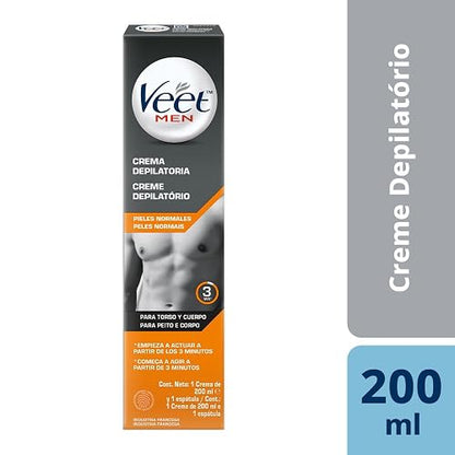 Veet Men Crema Depilatoria para Hombres, Piel Normal Envase 200 ml