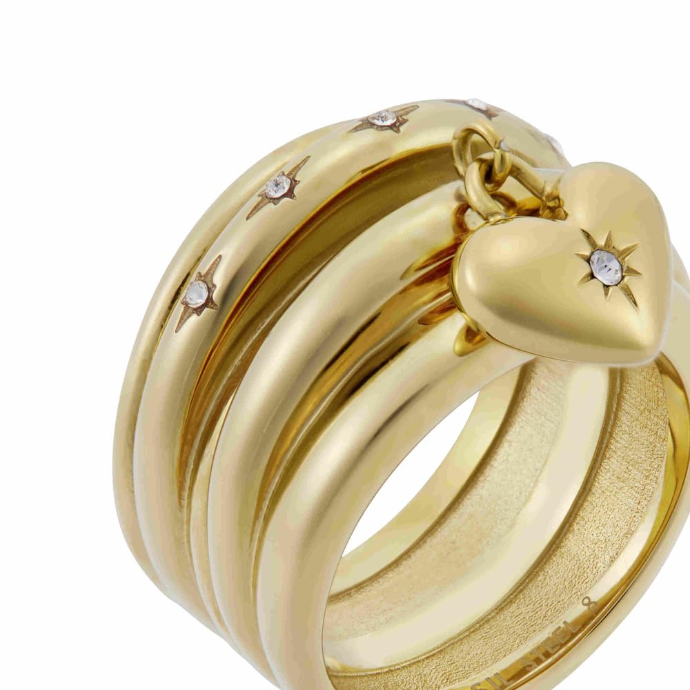 Fossil Anillo jf04834710 sadie all my love de acero inoxidable en tono dorado para dama, talla 8