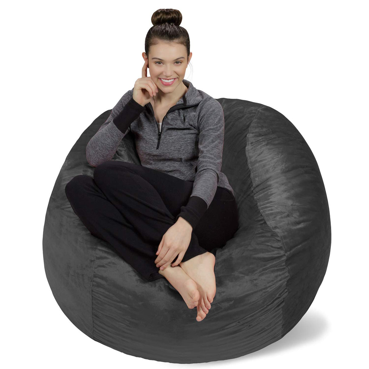 Sofa Sack Funda para Silla de puf, 4 pies, Color carbón