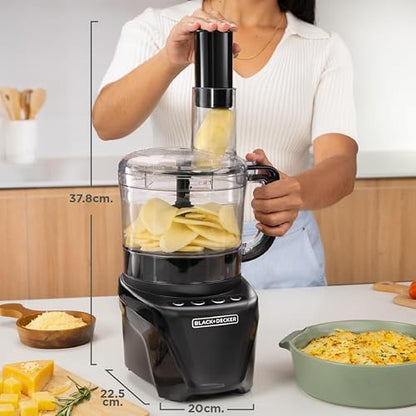 Black+Decker Procesador de Alimentos 8 Tazas Ensamblaje Fácil, FP4342-0BDLA | 2 velocidades más función pulso con 850W de potencia