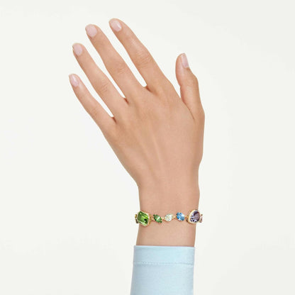Pulsera Swarovski Gema, Cortes mixtos, multicoloreado, Oro-tSwarovski Un baño