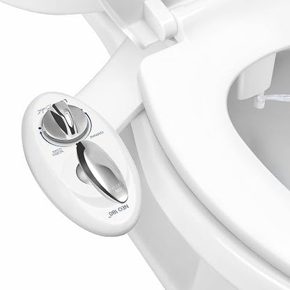 LUXE Bidet NEO 180 - Accesorio de Bidé para Asiento de Inodoro, Blanco | No Eléctrico, 2 Boquillas, Autolimpiante, Presión de Agua Ajustable, Lavado Trasero/Femenino, con Palanca