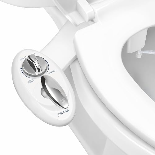 LUXE Bidet NEO 180 - Accesorio de Bidé para Asiento de Inodoro, Blanco | No Eléctrico, 2 Boquillas, Autolimpiante, Presión de Agua Ajustable, Lavado Trasero/Femenino, con Palanca