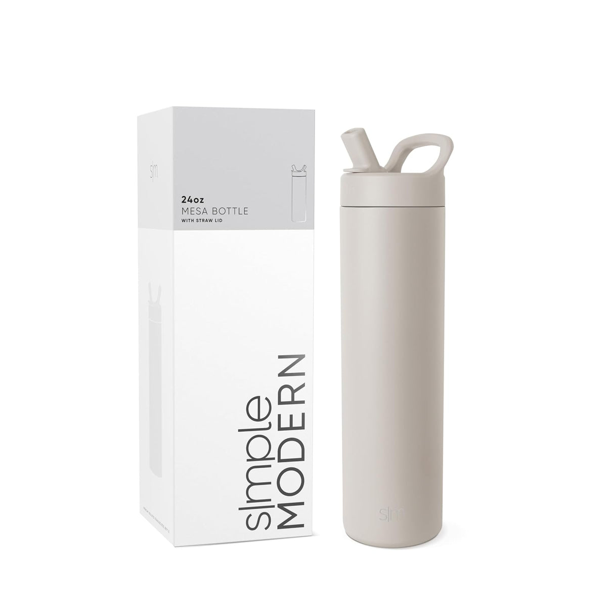 Simple Modern Botella de Agua Infantil Mesa 475 ml Forest con Popote - 710ml - Almond Birch