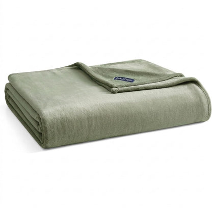 Nautica - Manta de Forro Polar de Felpa Suave, Ideal para Cama o sofá, Certificado Oeko-Tex (Verde sólido)