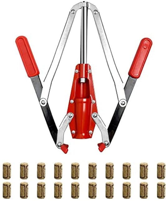 Corcho de mano de doble palanca – Para vino estándar, cerveza belga y corcho de plástico sintético, herramienta de corchero de vino con 20 corchos de vino (rojo)