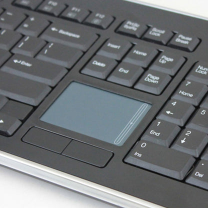 Adesso Teclado Mini USB 87 Teclas con Touchpad Integrado 7 Teclas Multimedia Acabado Metálico 104 Teclas Windows Plug and Play Negro