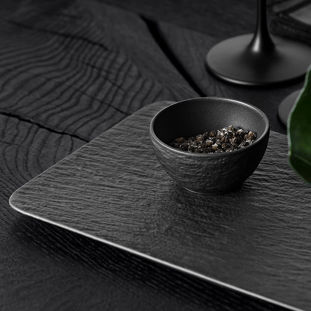 Villeroy & Boch 10-4239-2281 Manufacture Rock - Porción rectangular con forma hermosa, porcelana premium, apto para lavaplatos, negro, 35 x 18 x 1,5 cm