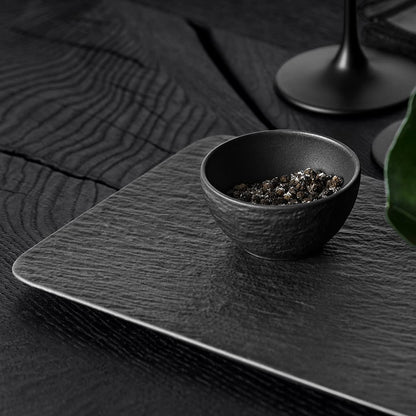 Villeroy & Boch 10-4239-2281 Manufacture Rock - Porción rectangular con forma hermosa, porcelana premium, apto para lavaplatos, negro, 35 x 18 x 1,5 cm