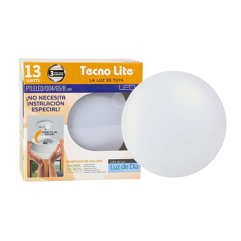 Tecnolite - Lámpara LED 13 W, Luz de Día, Base E27, Cubre Socket Enroscable, No Atenuable. Iluminación Interior