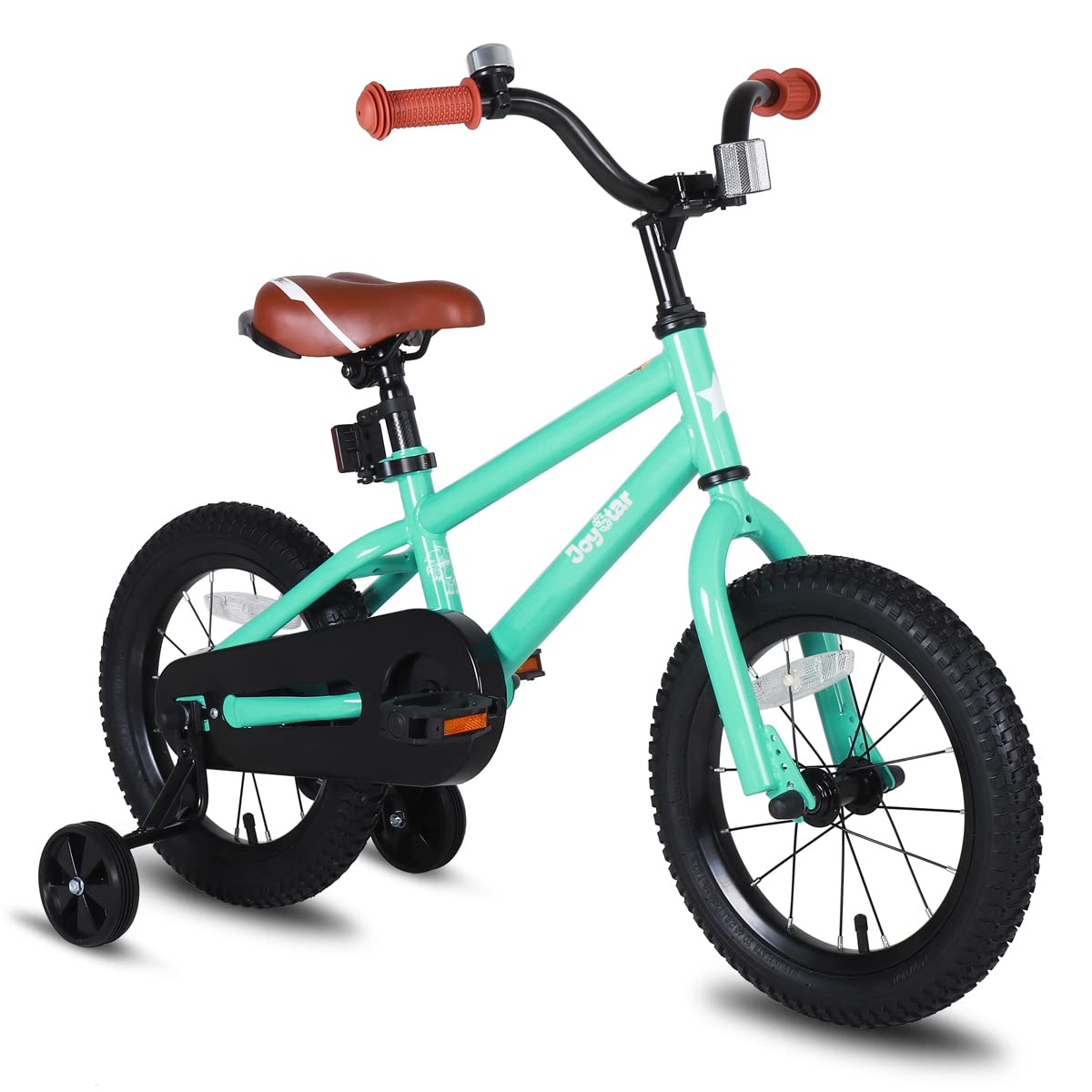 JOYSTAR Totem Bicicleta para niños con ruedas de entrenamiento para bicicleta de 12 14 16 18 pulgadas, soporte para bicicleta de 18 pulgadas, bicicletas para niños de 2 a 9 años y niñas (azul marfil rosa verde plateado) - Verde - 14 pulgadas con ruedas de