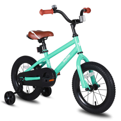 JOYSTAR Totem Bicicleta para niños con ruedas de entrenamiento para bicicleta de 12 14 16 18 pulgadas, soporte para bicicleta de 18 pulgadas, bicicletas para niños de 2 a 9 años y niñas (azul marfil rosa verde plateado) - Verde - 14 pulgadas con ruedas de