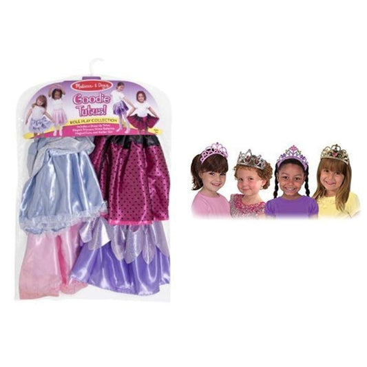 Melissa & Doug Colección Role Play – Goodie Tutus! Juego de faldas de vestir (4 faldas de disfraz) + Melissa & Doug - Tiaras de vestir
