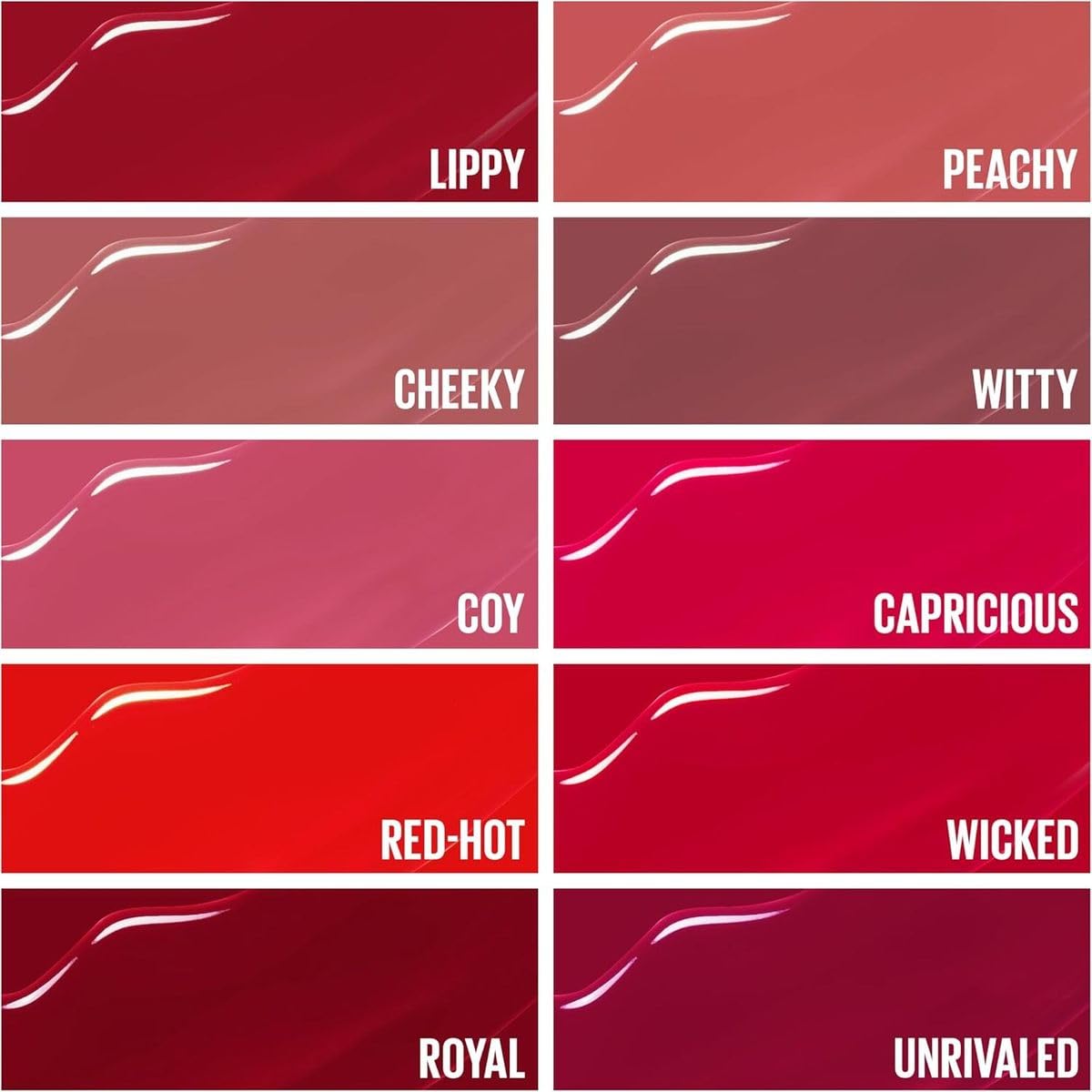 Maybelline New York Kit 4 Pack Superstay Vinyl Ink Coy + Cheeky + Royal + Lippy Labiales líquidos de larga duración