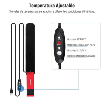 NEEWER - Calentador de Lente USB, 300 mm para cámara DSLR y telescopio, 3 ajustes de regulador de Temperatura, Tira de Calentador de rocío Evita rocío, Niebla y condensación para cámara de telescopio