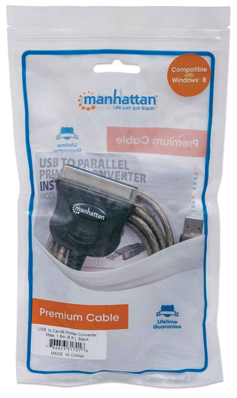 Manhattan CB-462 Convertidor USB A Cen36 1.8M En Bolsa,