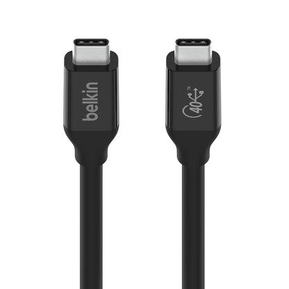 Belkin - Cable USB 4 de 0,8 m con certificación USB IF con entrega de energía de hasta 100 W, velocidad de transferencia de datos de 40 Gbps y versiones anteriores compatible con Thunderbolt 3, USB