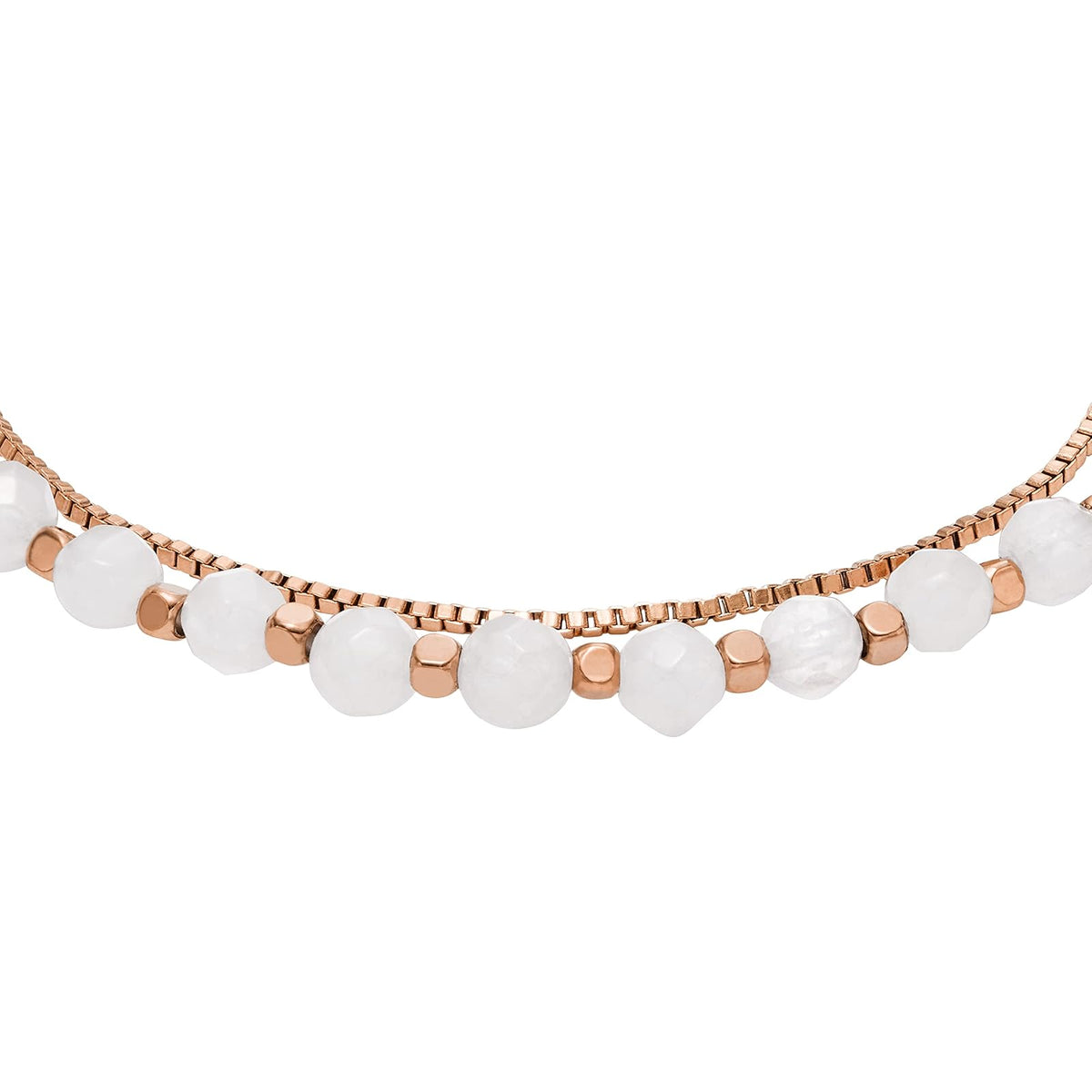 Fossil - Pulsera de acero inoxidable para mujer en tono oro rosa