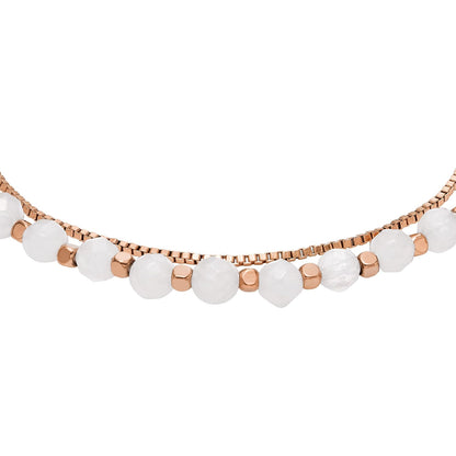 Fossil - Pulsera de acero inoxidable para mujer en tono oro rosa