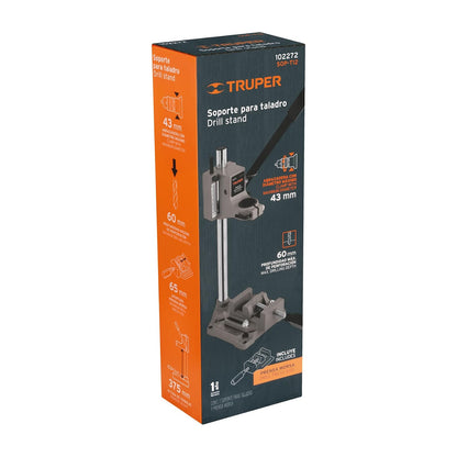 Truper SOP-T12, Soporte Vertical para Taladro 3/8"-1/2" Control de Profundidad Prensa Morsa