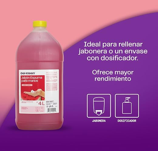 Gel Kleen. Jabón Espuma Antibacterial. 4 Litros. Sandia