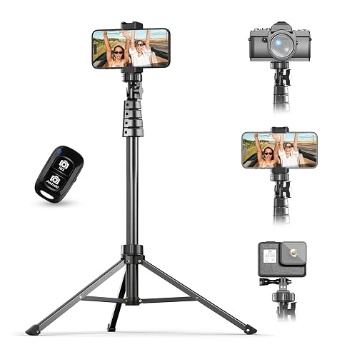 UBeesize - Trípode para teléfono de 72 Pulgadas y Palo para Selfie, Soporte para trípode de cámara con Control Remoto inalámbrico y Soporte para teléfono, Compatible con iPhone Android, Perfecto para