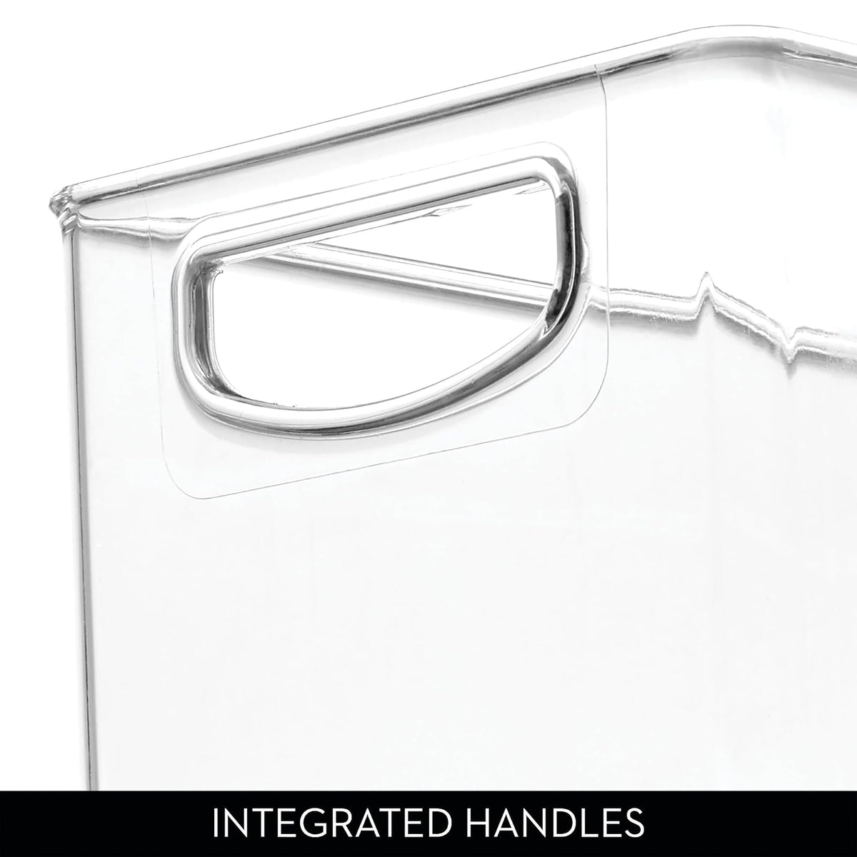 iDesign - cubeta de almacenamiento apilable de plástico con asas para armarios o nevera, juego de 4 unidades, transparente