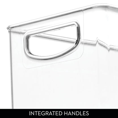 iDesign - cubeta de almacenamiento apilable de plástico con asas para armarios o nevera, juego de 4 unidades, transparente