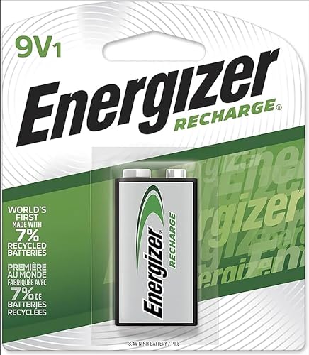 Energizer - Pila Recargable 9V, Recharge, NiMH, 1 Pieza | 8.4V NiMH, hasta 1,000 recargas, para detectores de humo, micrófonos y radios, ahorro a largo plazo