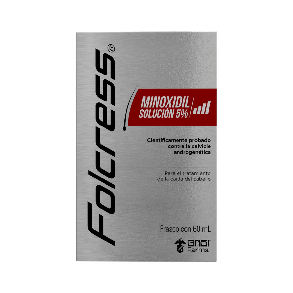 Folcress Solución Minoxidil 5% - Tratamiento Anticaída para Hombres, Estimula el Crecimiento Capilar, Cuidado del Cabello - 60 ml