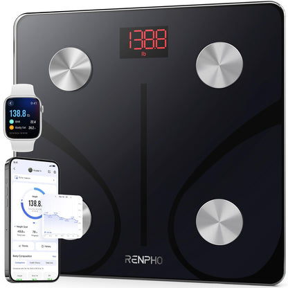 RENPHO Bascula Digital Corporal y Muscular con App, 13 Métricas, IMC, Elis1 | Bascula de Baño Inteligente para Fitness, Seguimiento Masa Muscular, Alta Precisión Bascula Corporal, Múltiples Usuarios