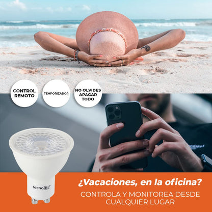 Tecnolite Connect Foco GU10 Inteligente Led, Beam Smart, 5 W, Conexión Wifi, Luz CCT Atenuable, Compatible con Tecnolite Connect App Compatible con Alexa, Contenido 1 Lámpara Inteligente