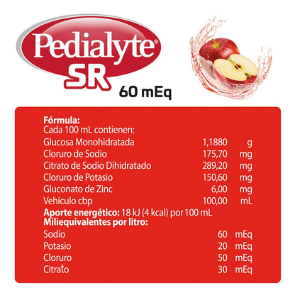 Pedialyte - Electrolitos Orales, 60 mEq, Solución Oral Sabor Manzana 500 ml - Caja con 12 piezas, Auxiliar en la Deshidratación por Diarrea, Vómito y Ejercicio