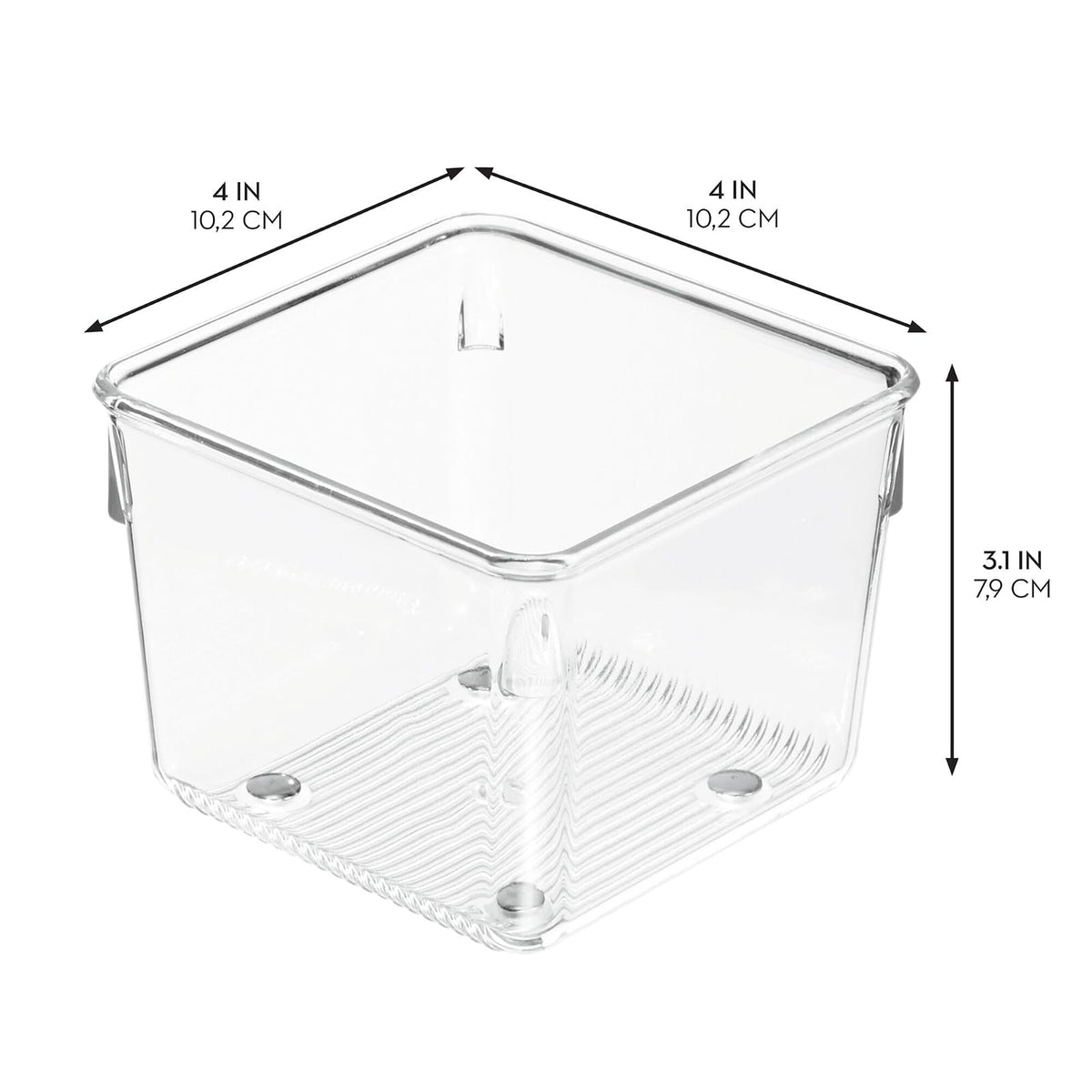 iDesign - Contenedores organizadores de cajones de plástico para cocina, baño y computadora, juego de 6 unidades, transparente