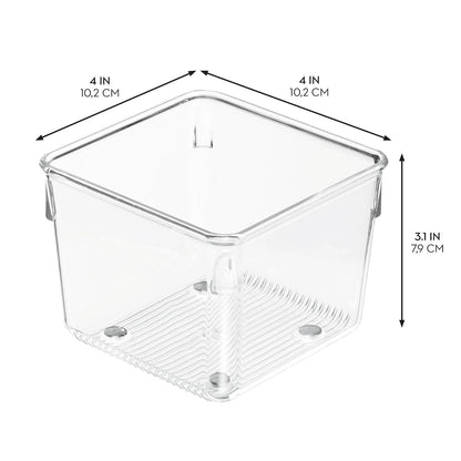 iDesign - Contenedores organizadores de cajones de plástico para cocina, baño y computadora, juego de 6 unidades, transparente