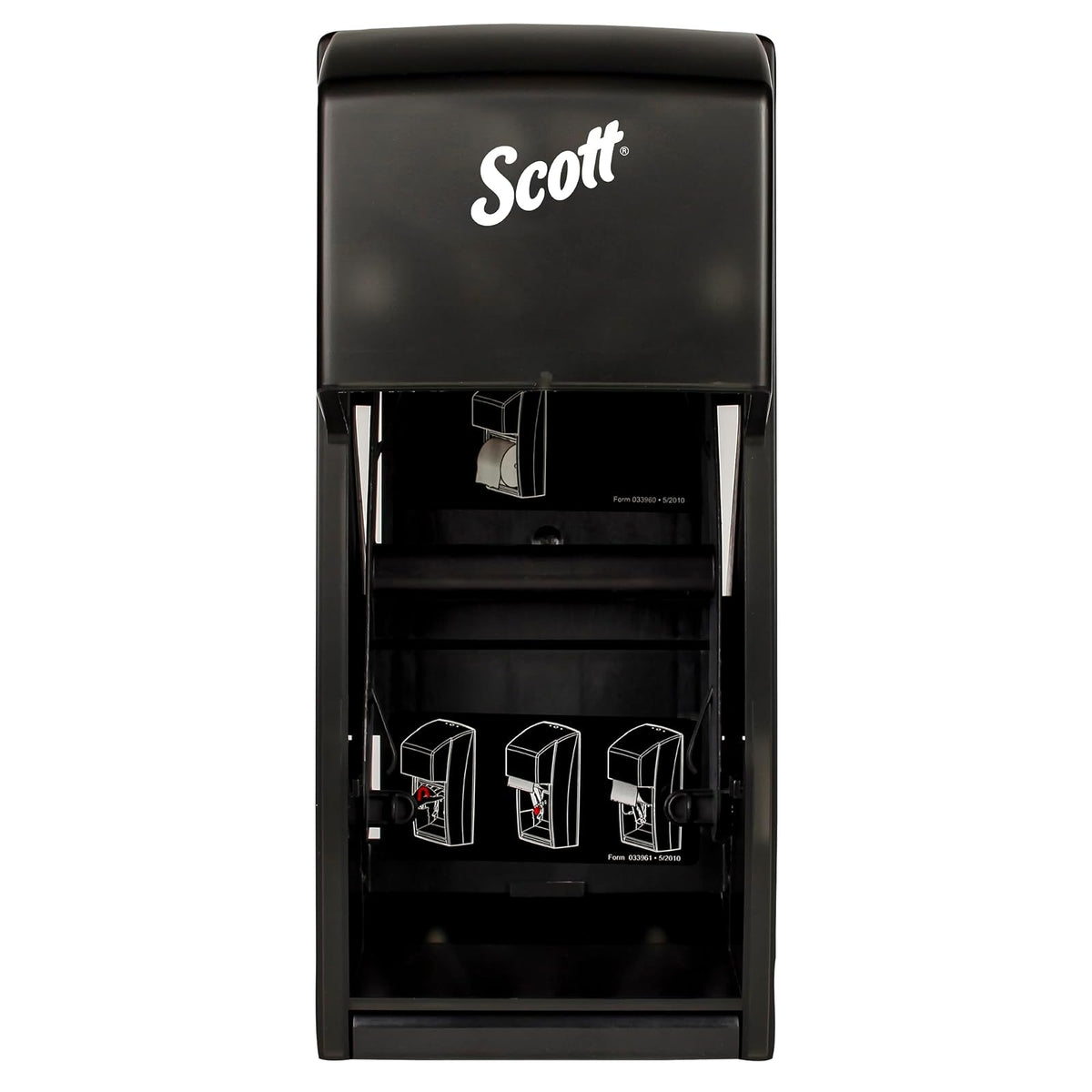 SCOTT Professional - Dispensador de Papel higiénico Vertical estándar (09021), Doble Capacidad, Negro, 6 x 13.6 x 6.6 Pulgadas (cantidad 1)