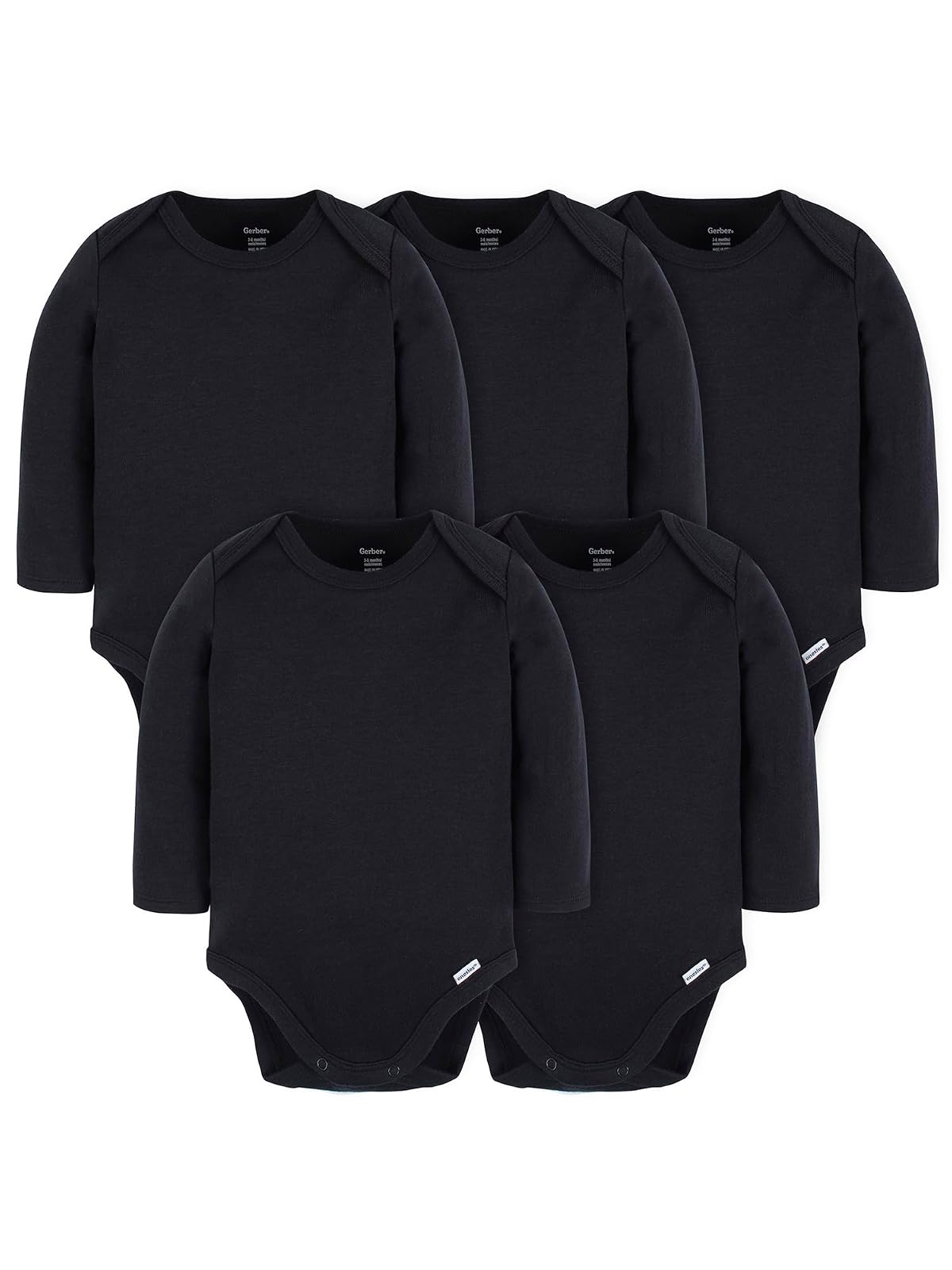 Gerber - Enterizo unisex de manga larga para bebé, paquete múltiple de 180 g/m²